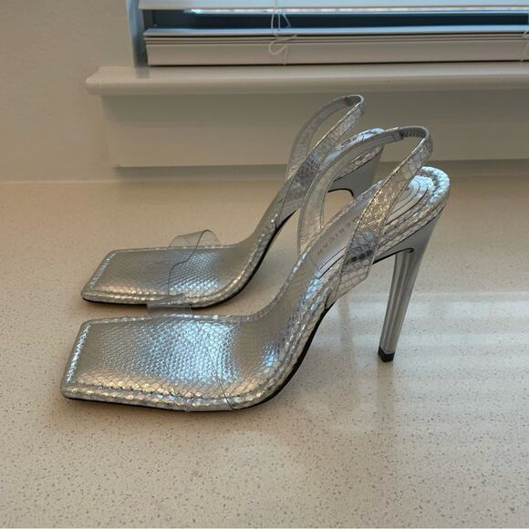 Good American Silver Snake Lucite Heels 10.5 - Picture 4 of 6